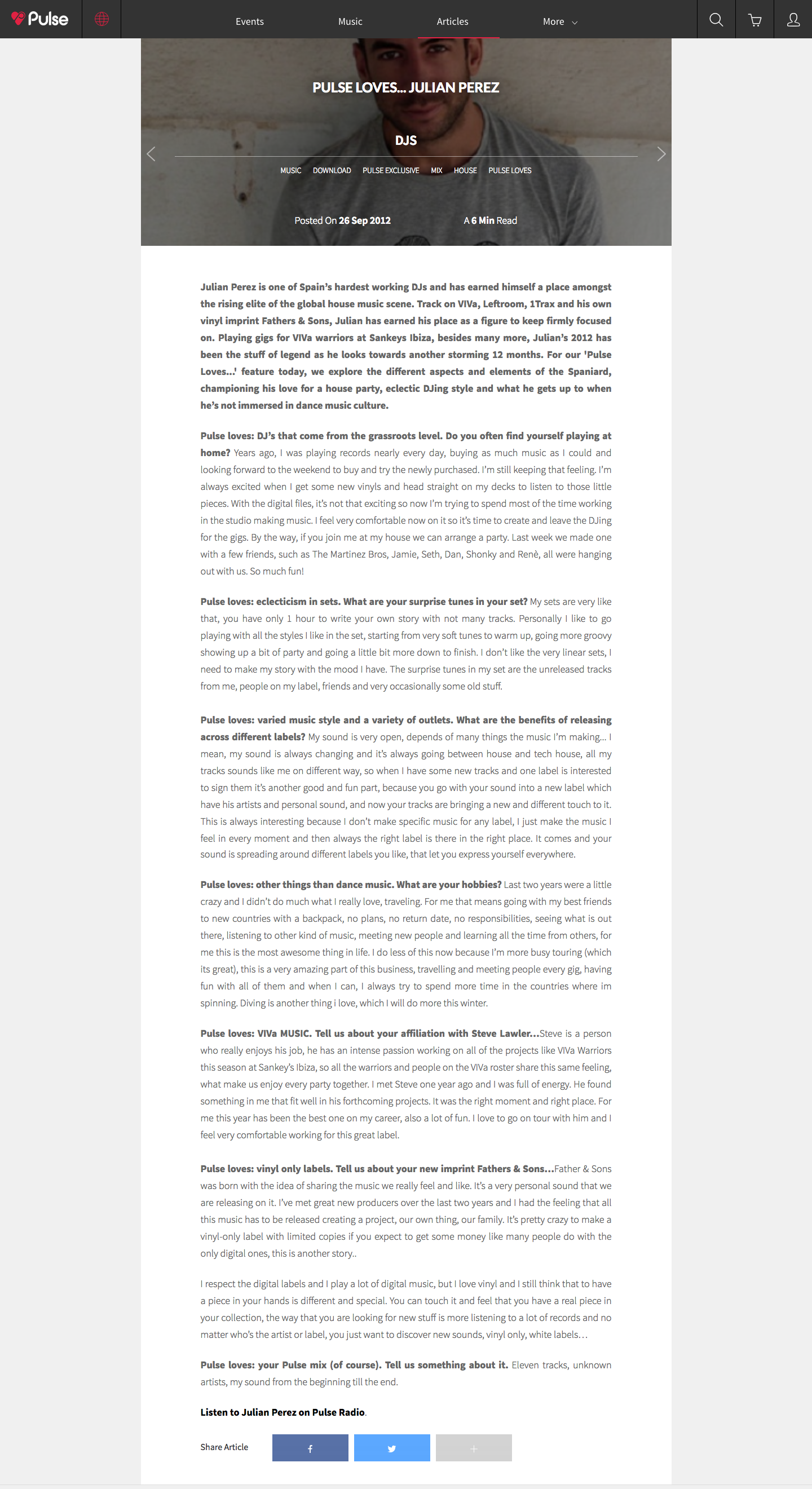 Original article — Pulse Radio, September 2012