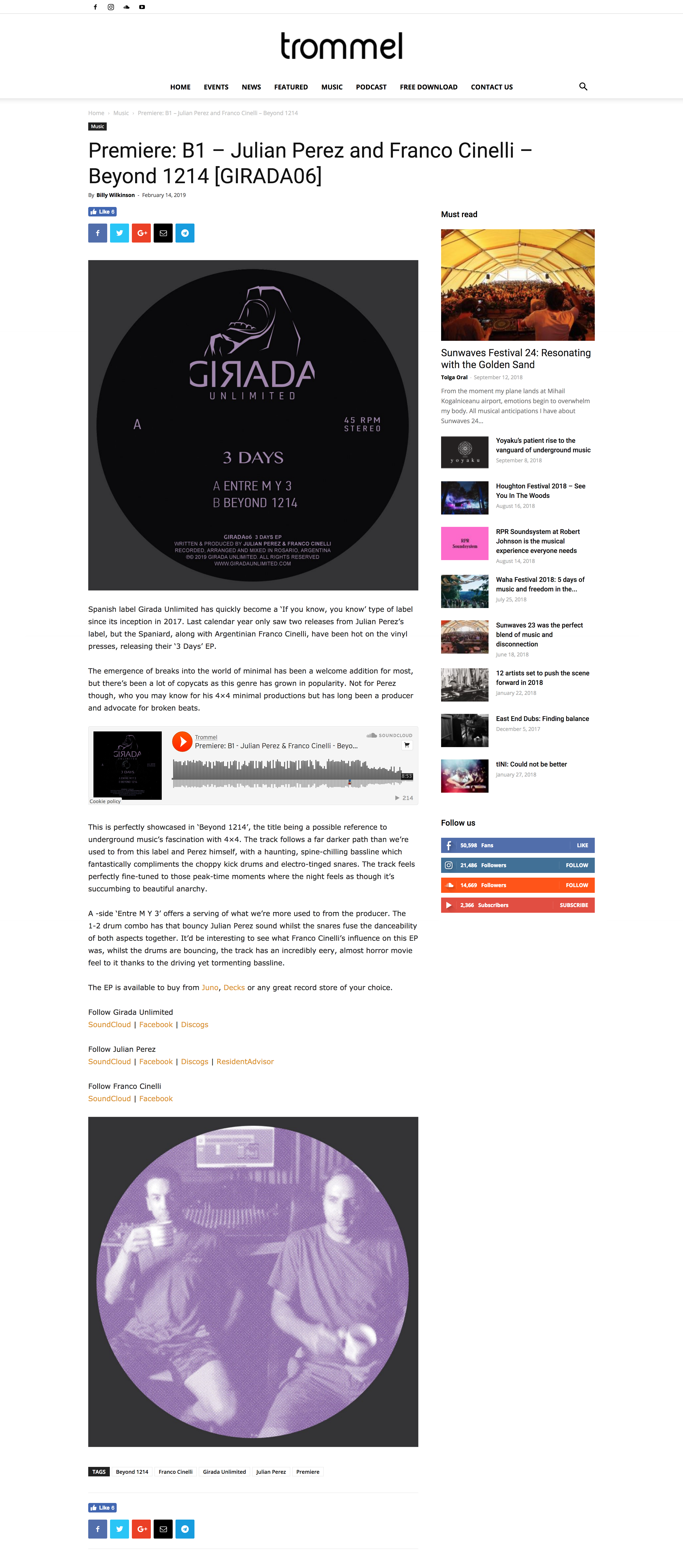 Trommel Music — Premiere: Beyond 1214 [GIRADA06], February 2019