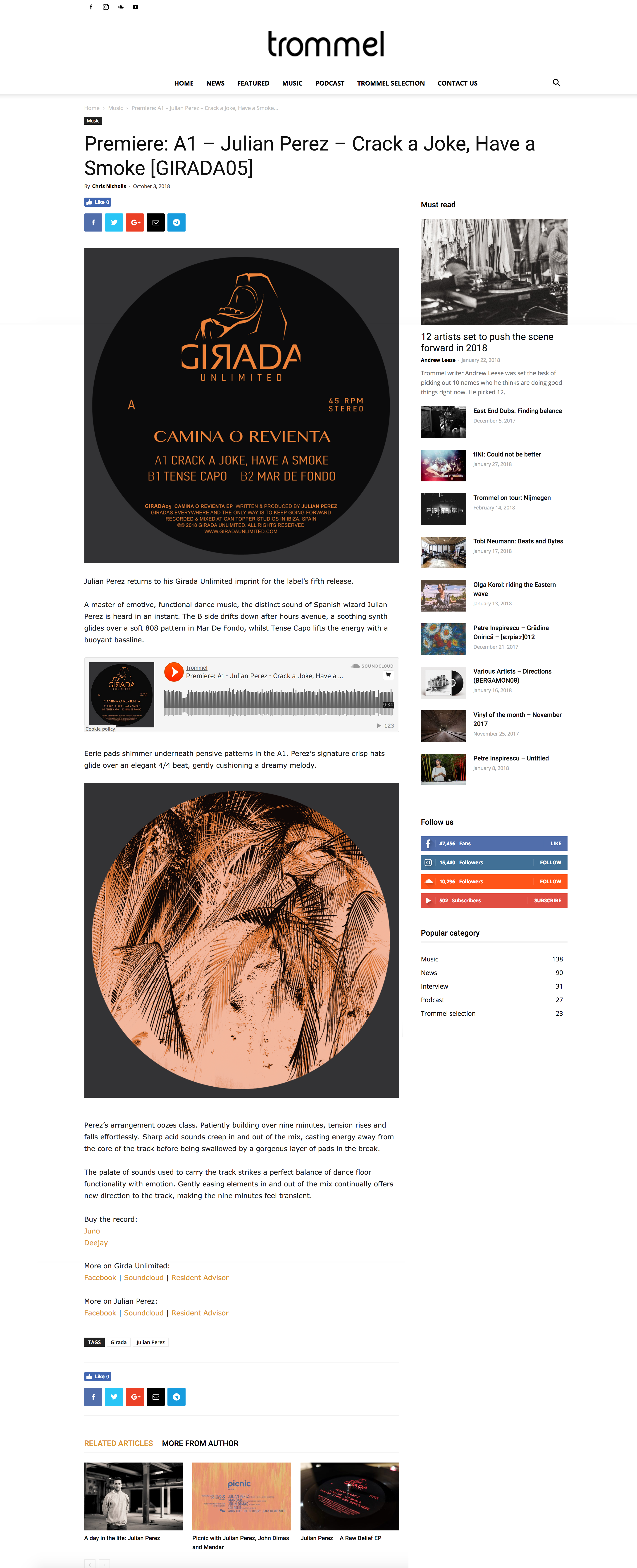 Trommel Music — Premiere: Crack a Joke, Have a Smoke [GIRADA05], October 2018